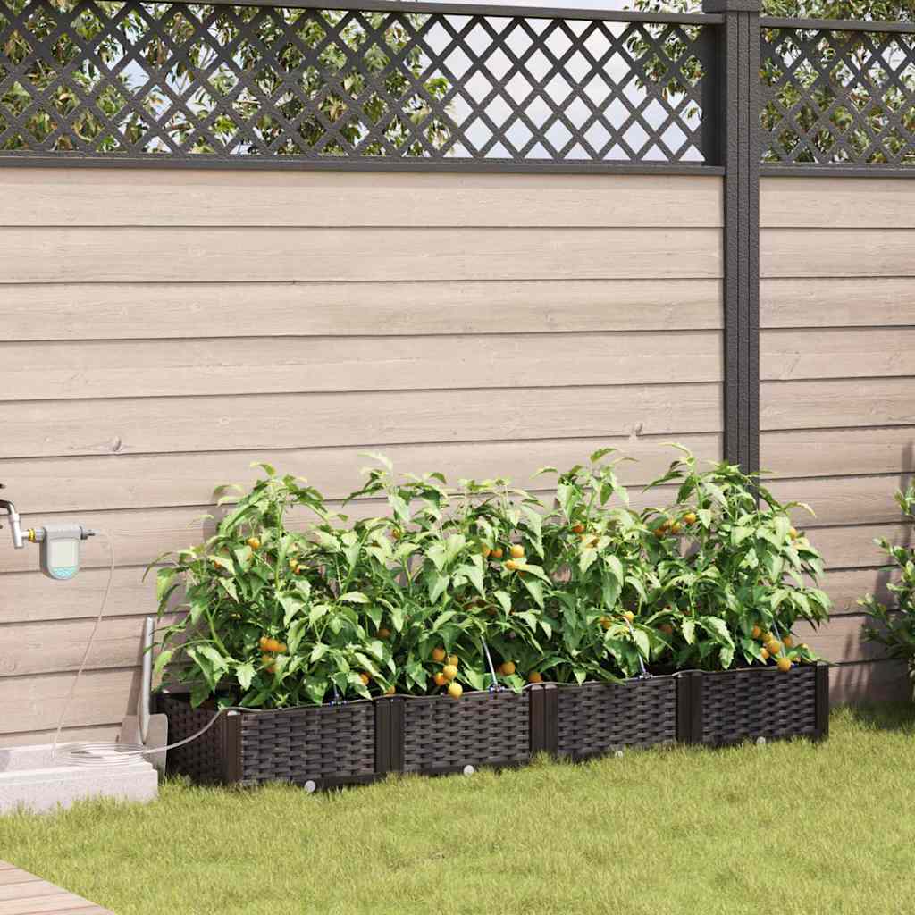 Trädgårdsplanterare 4 pcs Brun 160 x 40 x 22 cm Plast