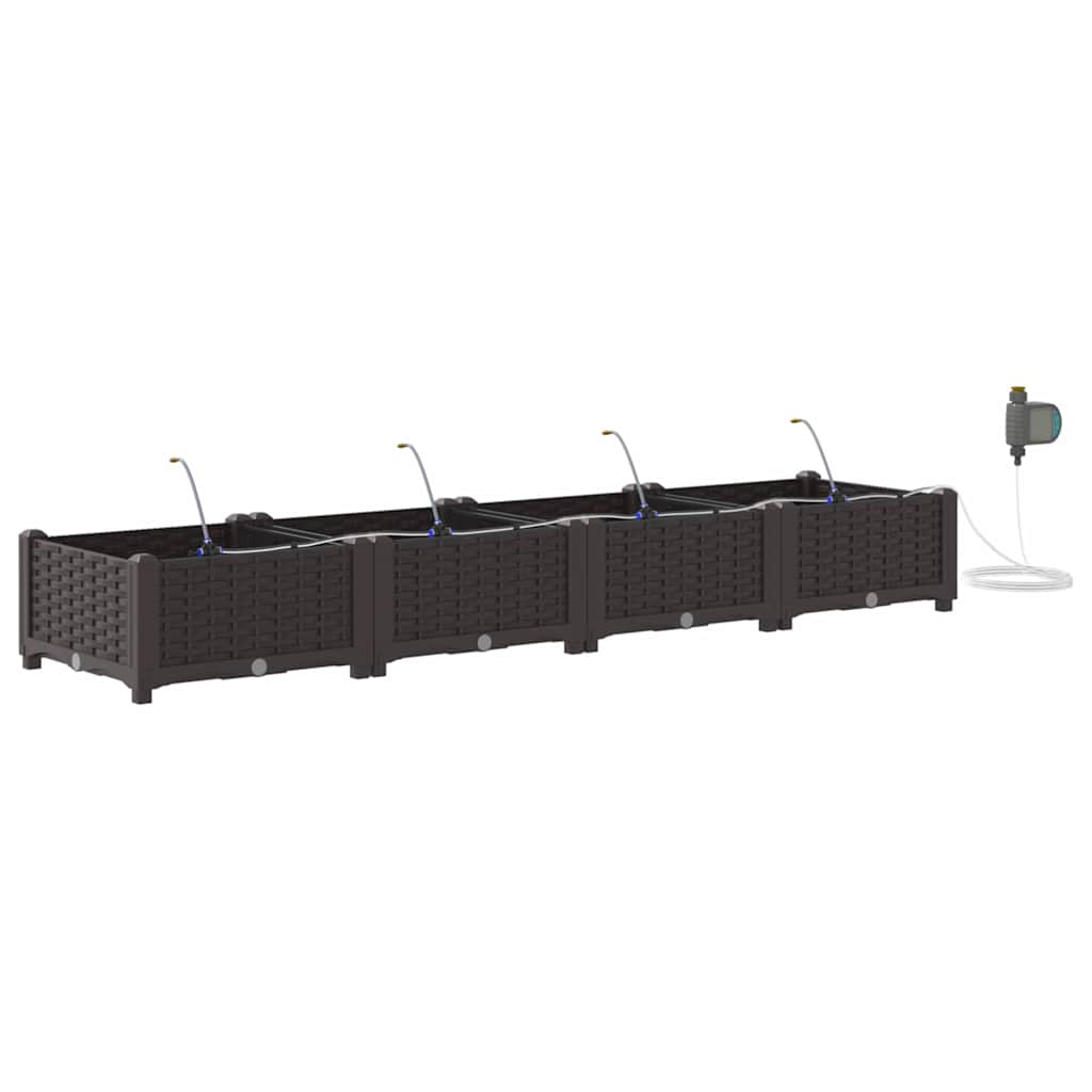 Trädgårdsplanterare 4 pcs Brun 160 x 40 x 22 cm Plast
