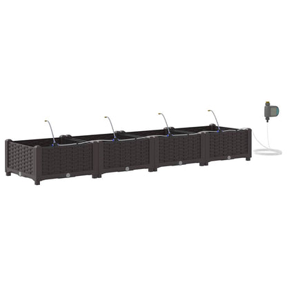 Trädgårdsplanterare 4 pcs Brun 160 x 40 x 22 cm Plast