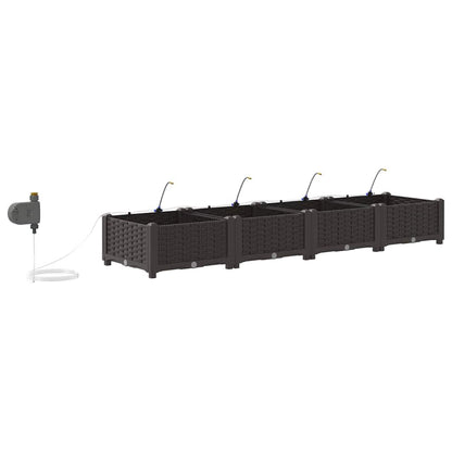 Trädgårdsplanterare 4 pcs Brun 160 x 40 x 22 cm Plast