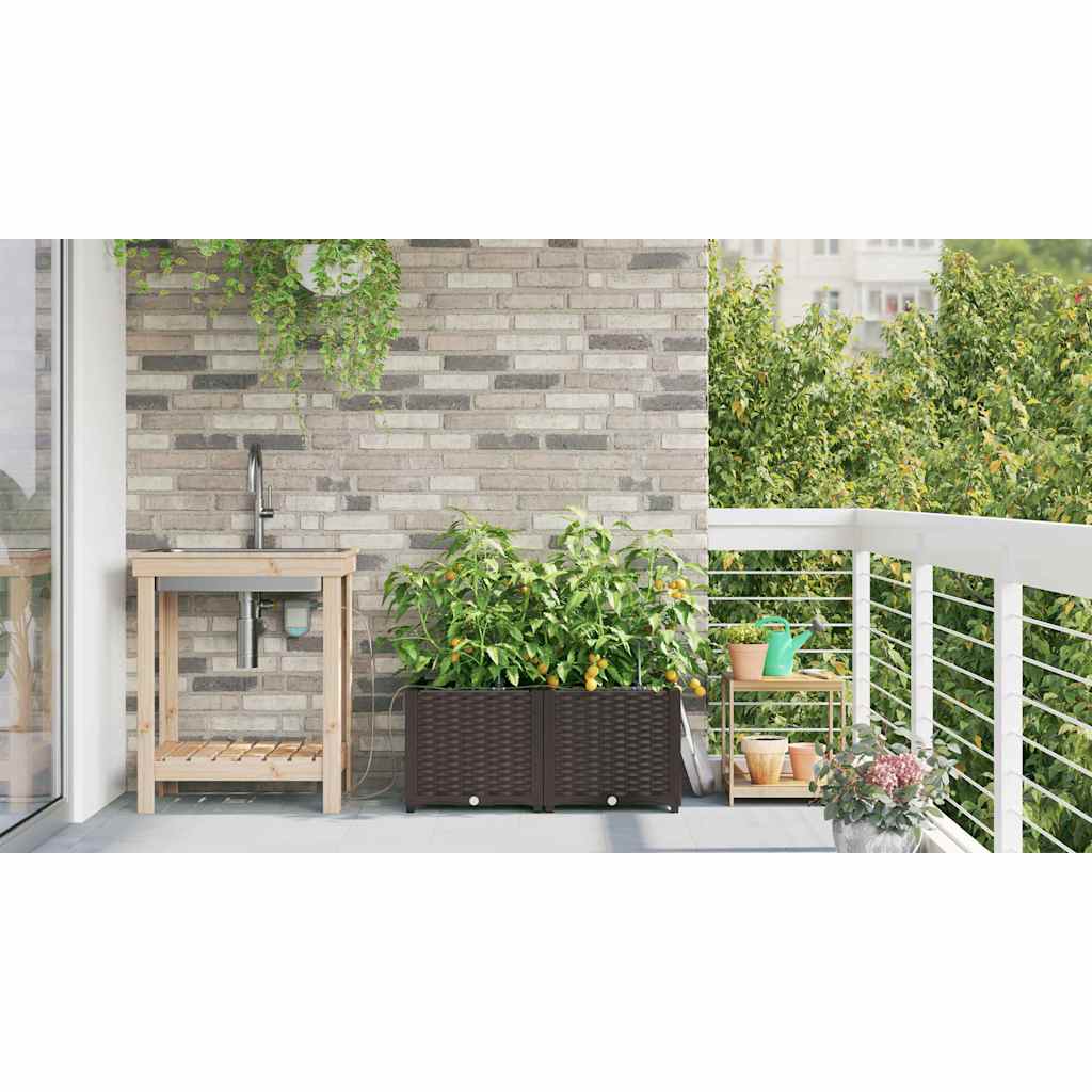 Trädgårdsplanterare 2 pcs Brun 80 x 40 x 37,5 cm Plast