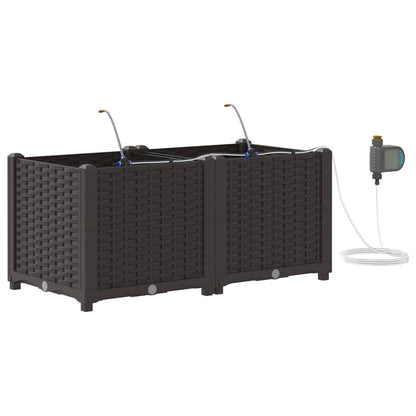 Trädgårdsplanterare 2 pcs Brun 80 x 40 x 37,5 cm Plast
