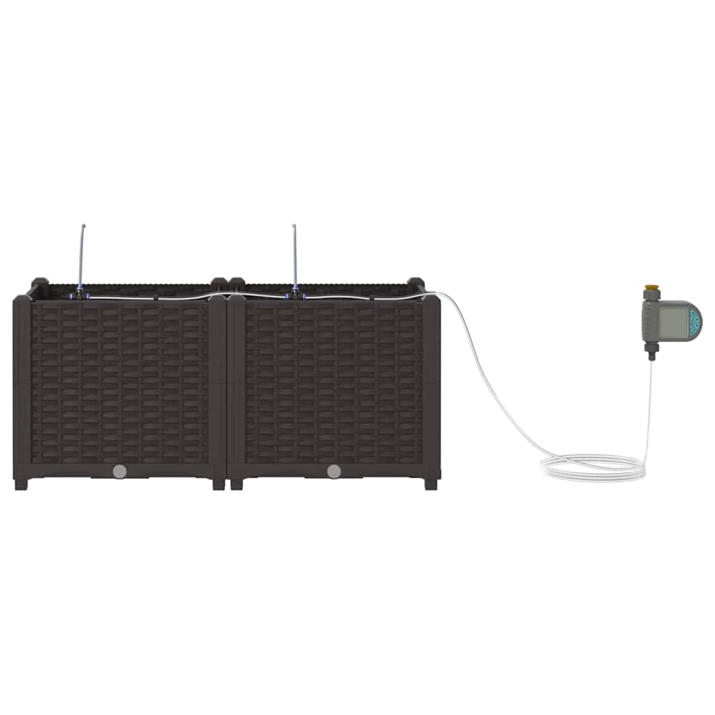 Trädgårdsplanterare 2 pcs Brun 80 x 40 x 37,5 cm Plast
