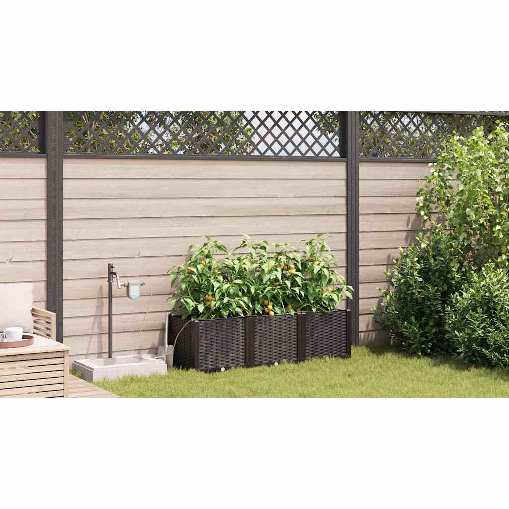 Trädgårdsplanterare 3 pcs Brun 120 x 40 x 37,5 cm Plast