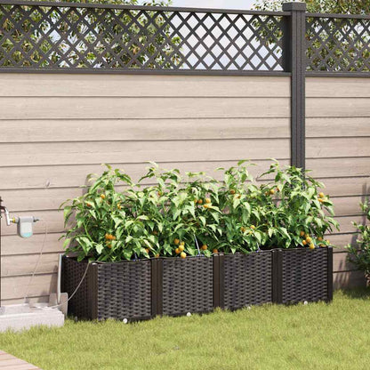 Trädgårdsplanterare 4 pcs Brun 160 x 40 x 37,5 cm Plast