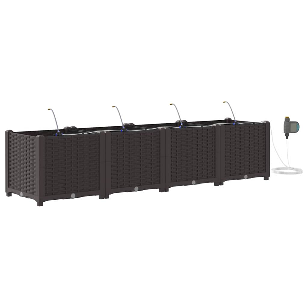 Trädgårdsplanterare 4 pcs Brun 160 x 40 x 37,5 cm Plast