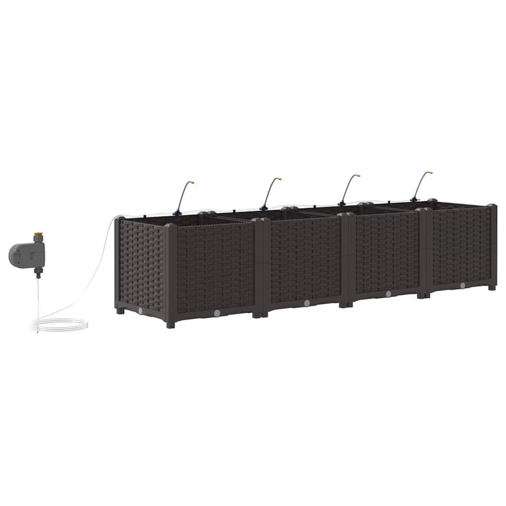 Trädgårdsplanterare 4 pcs Brun 160 x 40 x 37,5 cm Plast