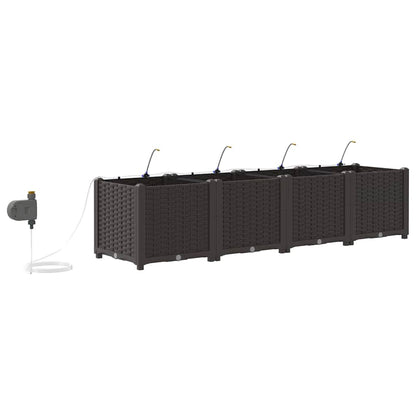 Trädgårdsplanterare 4 pcs Brun 160 x 40 x 37,5 cm Plast
