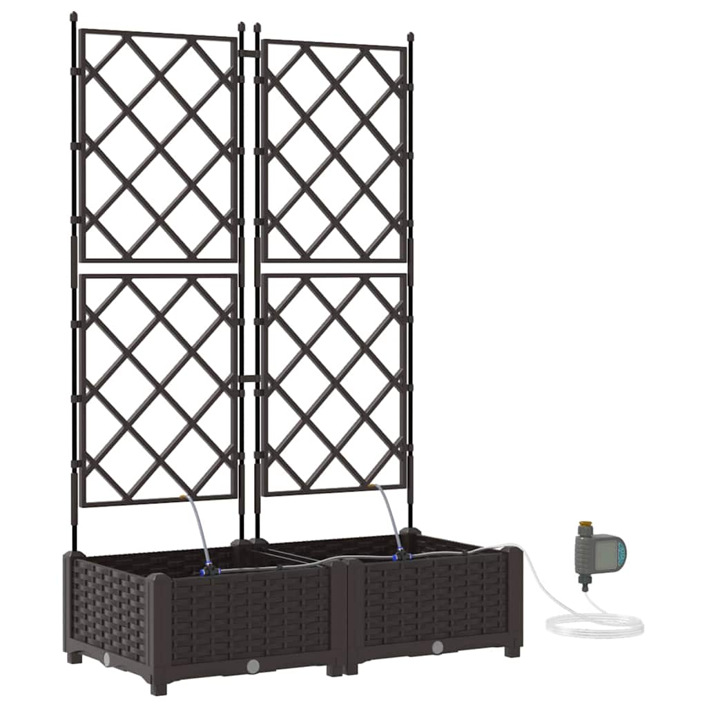 Trädgårdsplanterare 2 pcs Brun 80 x 40 x 126 cm Plast