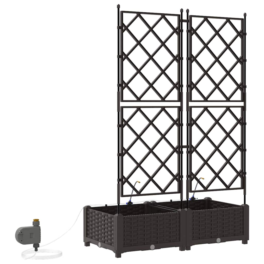 Trädgårdsplanterare 2 pcs Brun 80 x 40 x 126 cm Plast