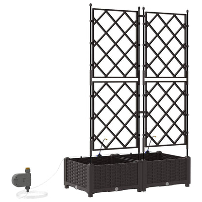 Trädgårdsplanterare 2 pcs Brun 80 x 40 x 126 cm Plast