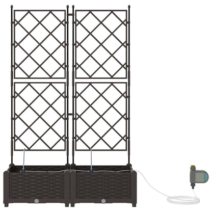 Trädgårdsplanterare 2 pcs Brun 80 x 40 x 126 cm Plast
