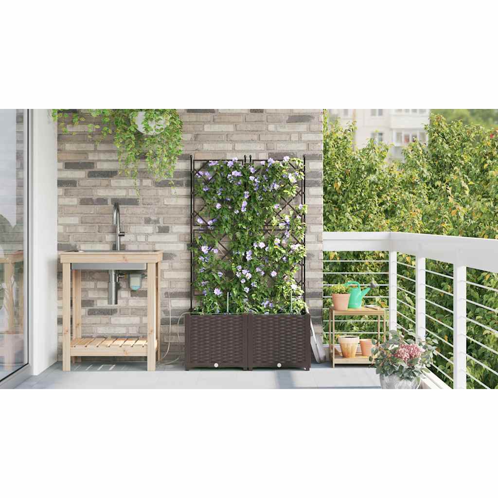 Trädgårdsplanterare 2 pcs Brun 80 x 40 x 142 cm Plast