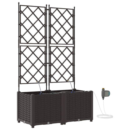 Trädgårdsplanterare 2 pcs Brun 80 x 40 x 142 cm Plast