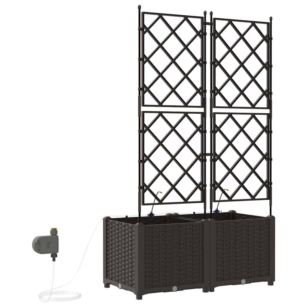 Trädgårdsplanterare 2 pcs Brun 80 x 40 x 142 cm Plast