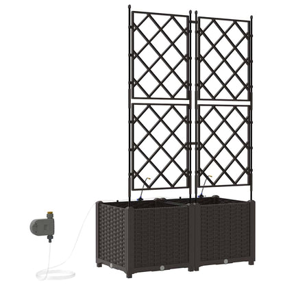 Trädgårdsplanterare 2 pcs Brun 80 x 40 x 142 cm Plast