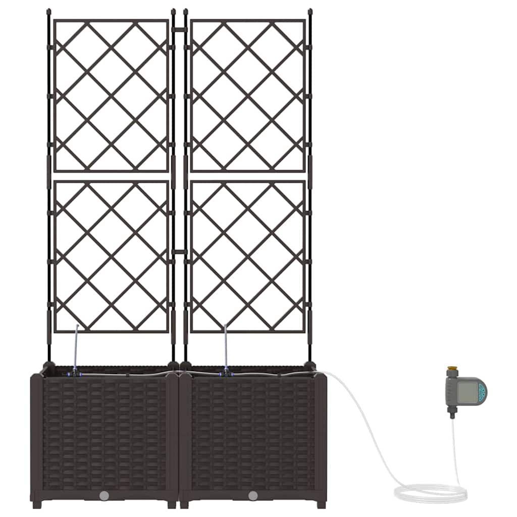 Trädgårdsplanterare 2 pcs Brun 80 x 40 x 142 cm Plast