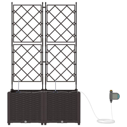 Trädgårdsplanterare 2 pcs Brun 80 x 40 x 142 cm Plast