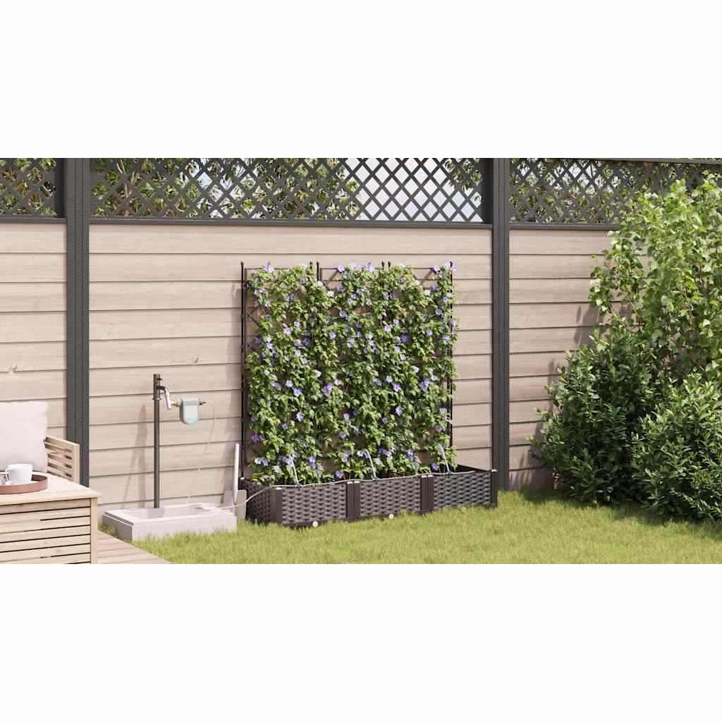 Trädgårdsplanterare 3 pcs Brun 120 x 40 x 126 cm Plast