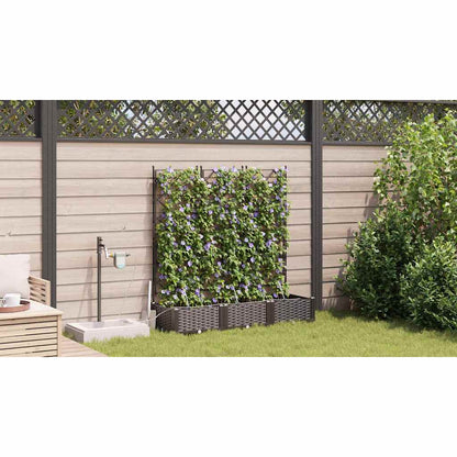Trädgårdsplanterare 3 pcs Brun 120 x 40 x 126 cm Plast