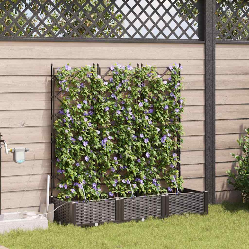 Trädgårdsplanterare 3 pcs Brun 120 x 40 x 126 cm Plast