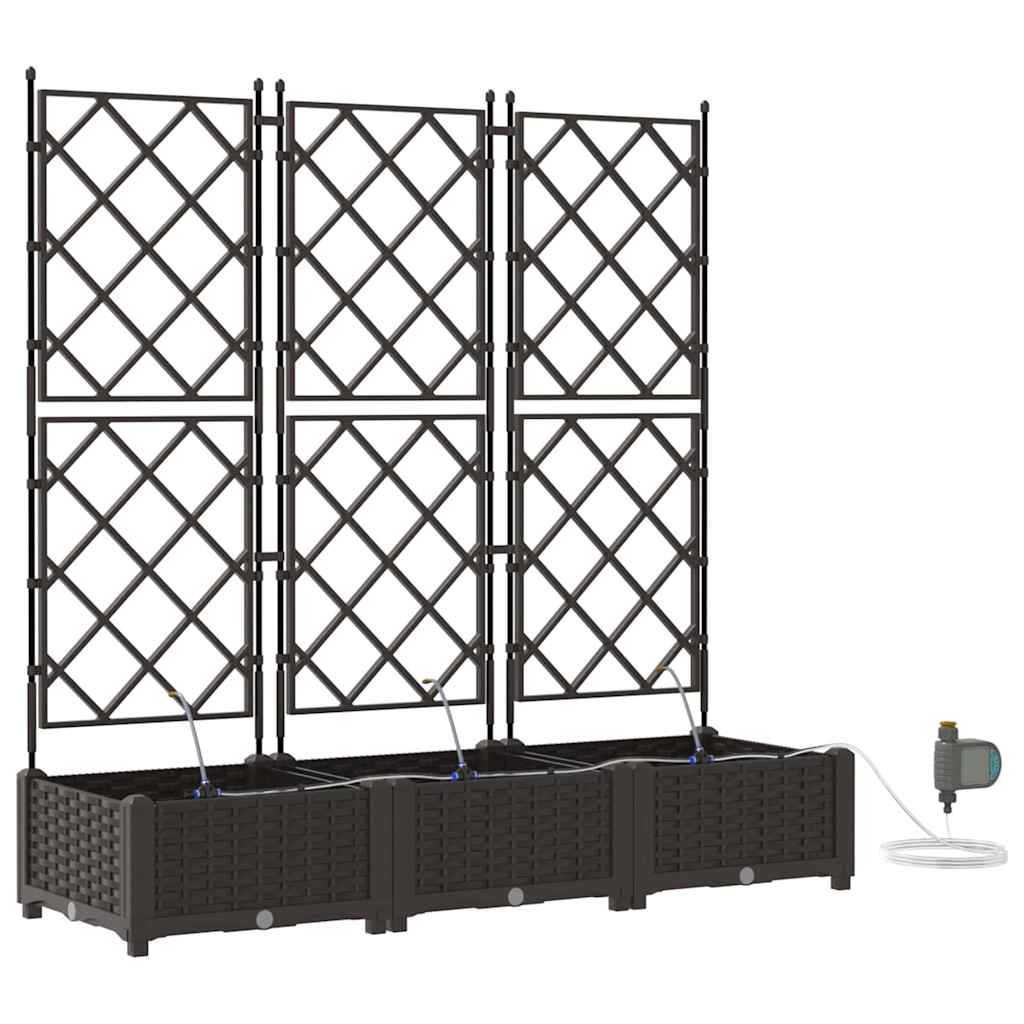 Trädgårdsplanterare 3 pcs Brun 120 x 40 x 126 cm Plast