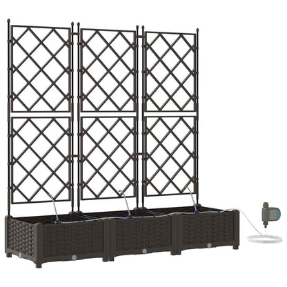 Trädgårdsplanterare 3 pcs Brun 120 x 40 x 126 cm Plast