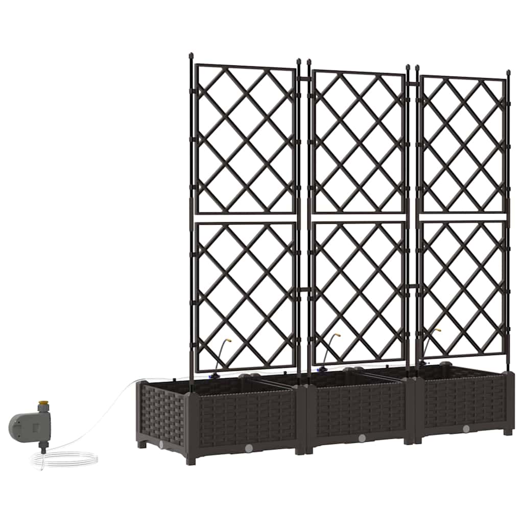 Trädgårdsplanterare 3 pcs Brun 120 x 40 x 126 cm Plast