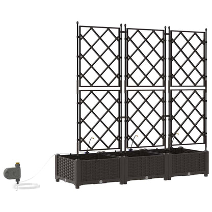 Trädgårdsplanterare 3 pcs Brun 120 x 40 x 126 cm Plast