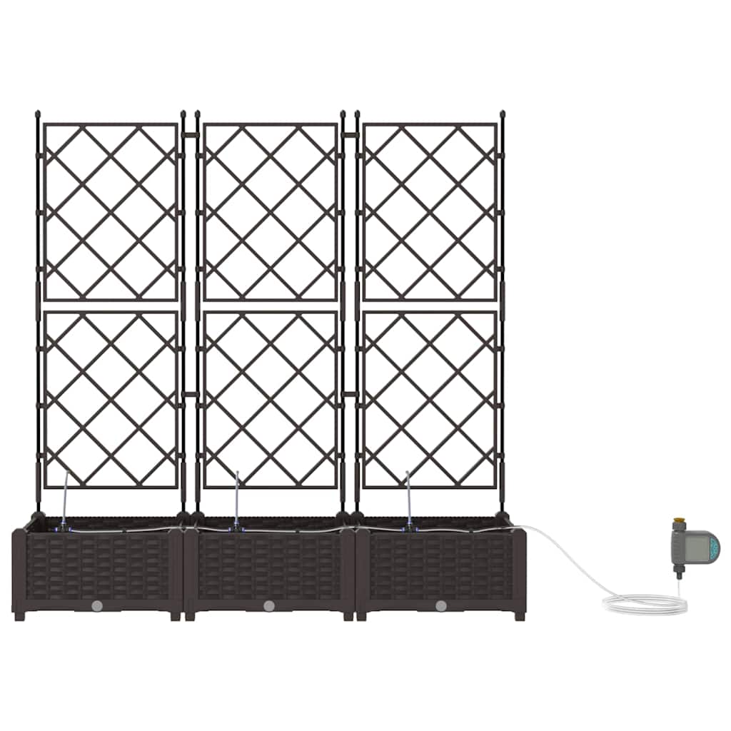 Trädgårdsplanterare 3 pcs Brun 120 x 40 x 126 cm Plast