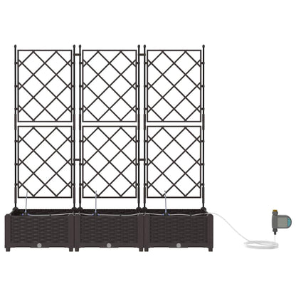 Trädgårdsplanterare 3 pcs Brun 120 x 40 x 126 cm Plast