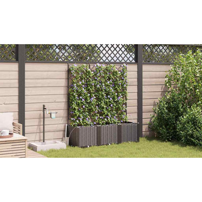 Trädgårdsplanterare 3 pcs Brun 120 x 40 x 142 cm Plast