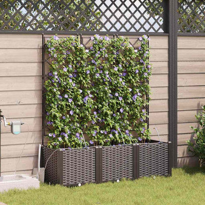 Trädgårdsplanterare 3 pcs Brun 120 x 40 x 142 cm Plast