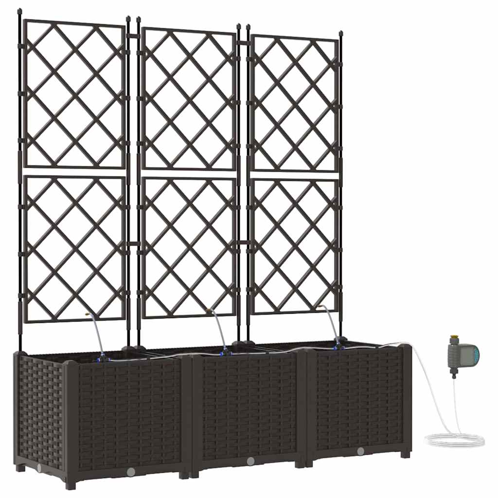 Trädgårdsplanterare 3 pcs Brun 120 x 40 x 142 cm Plast