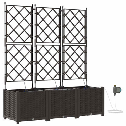 Trädgårdsplanterare 3 pcs Brun 120 x 40 x 142 cm Plast