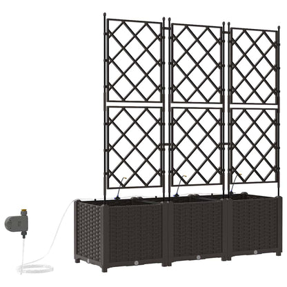 Trädgårdsplanterare 3 pcs Brun 120 x 40 x 142 cm Plast