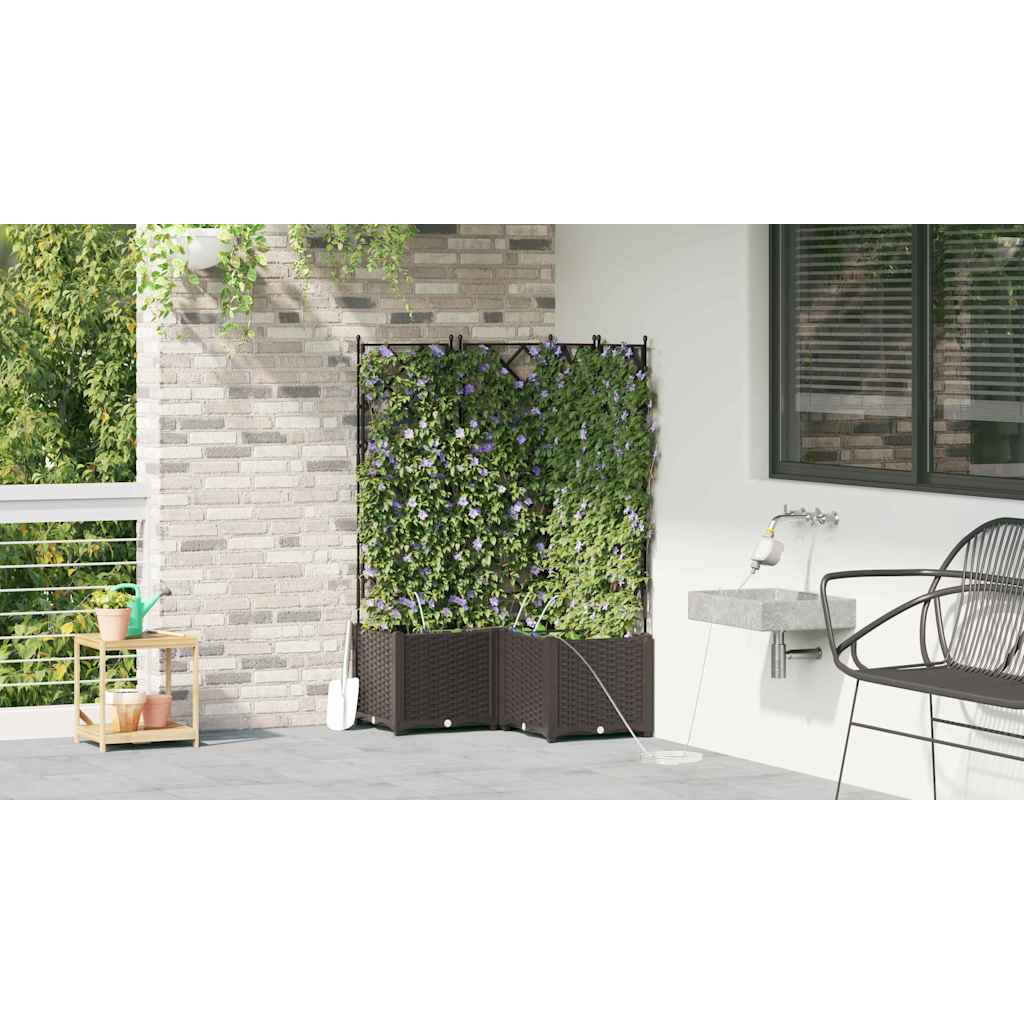 Trädgårdsplanterare 3 pcs Brun 80 x 80 x 142 cm Plast