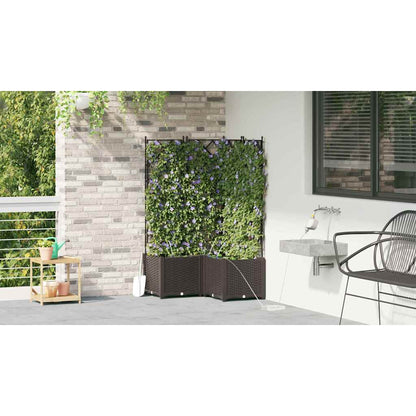Trädgårdsplanterare 3 pcs Brun 80 x 80 x 142 cm Plast