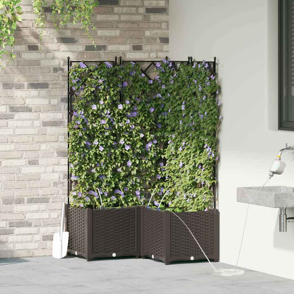 Trädgårdsplanterare 3 pcs Brun 80 x 80 x 142 cm Plast