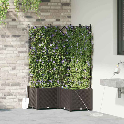 Trädgårdsplanterare 3 pcs Brun 80 x 80 x 142 cm Plast