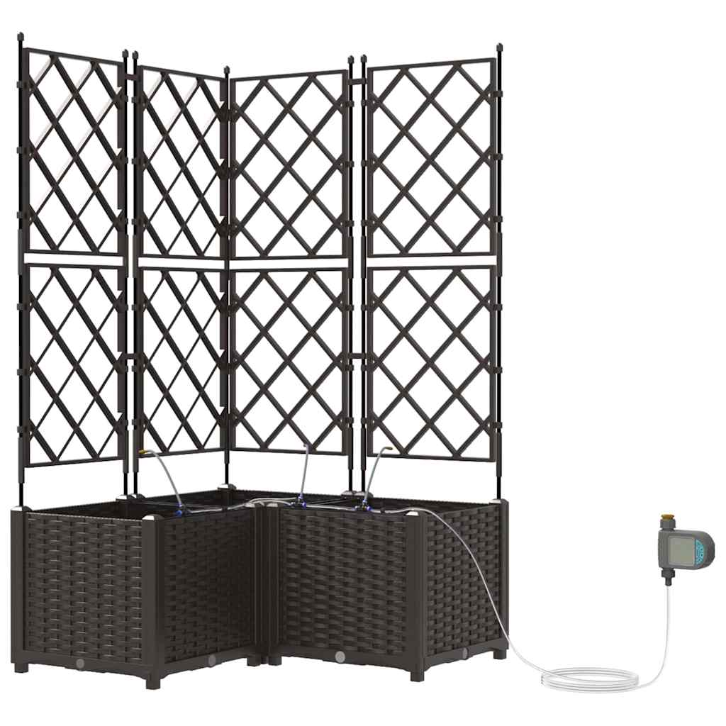 Trädgårdsplanterare 3 pcs Brun 80 x 80 x 142 cm Plast