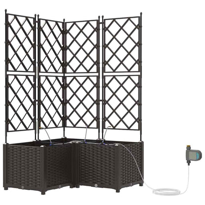 Trädgårdsplanterare 3 pcs Brun 80 x 80 x 142 cm Plast