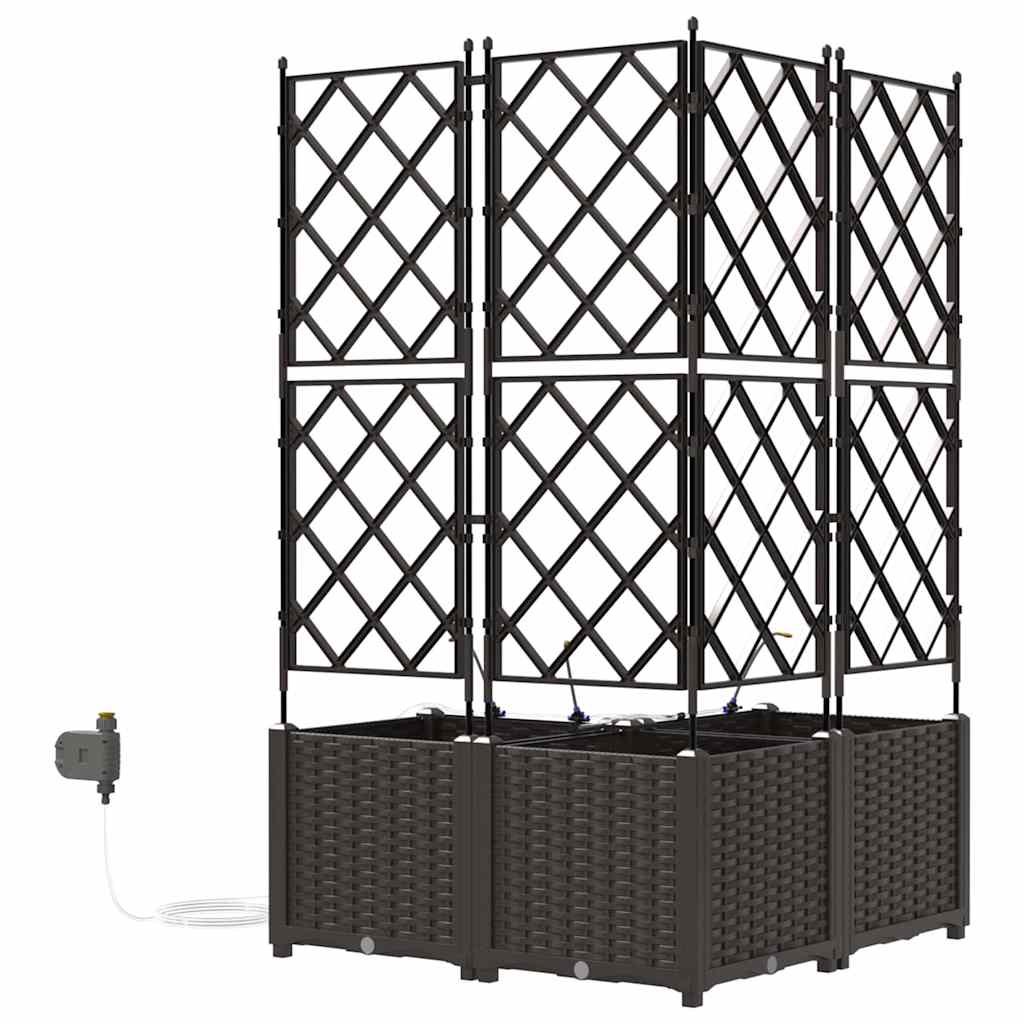 Trädgårdsplanterare 3 pcs Brun 80 x 80 x 142 cm Plast