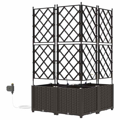 Trädgårdsplanterare 3 pcs Brun 80 x 80 x 142 cm Plast