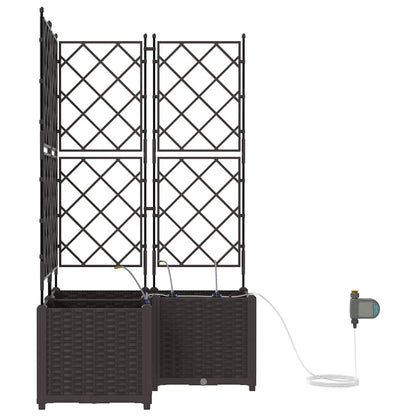 Trädgårdsplanterare 3 pcs Brun 80 x 80 x 142 cm Plast