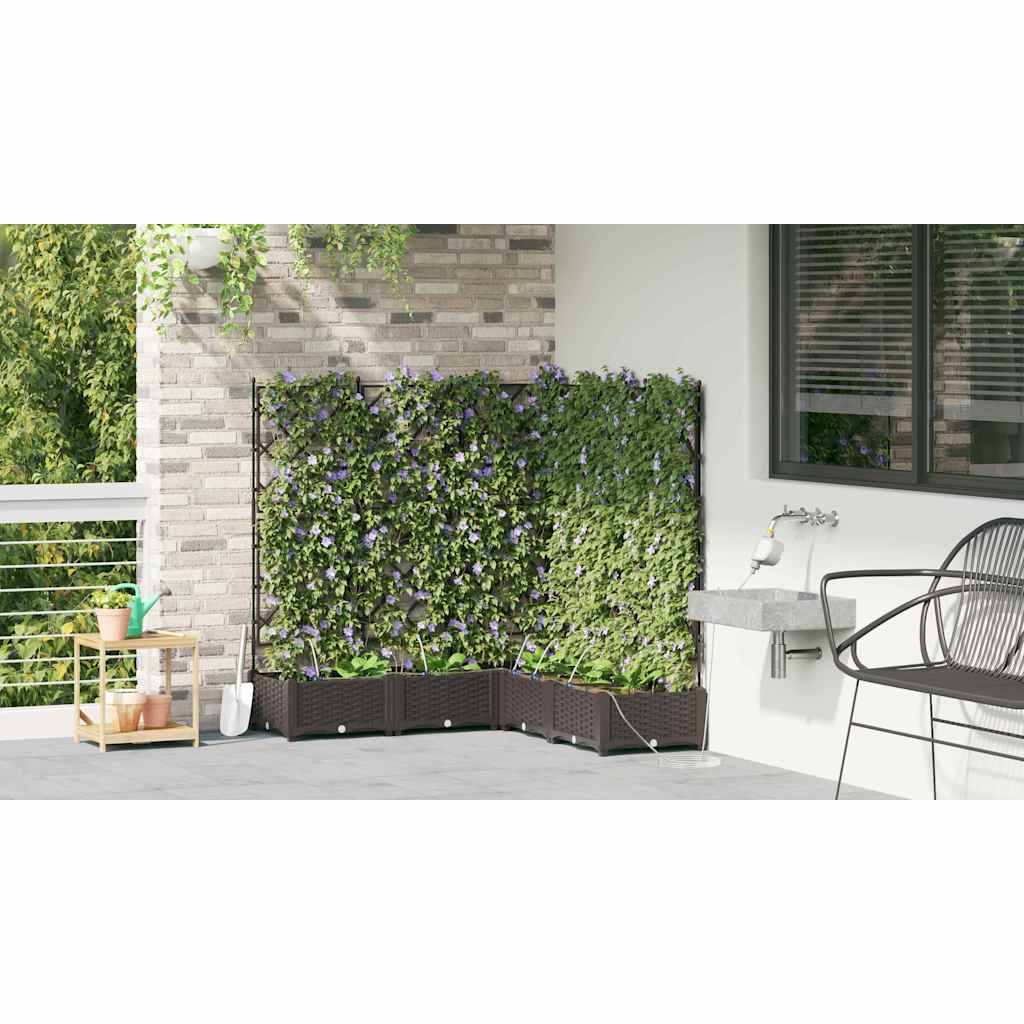 Trädgårdsplanterare 5 pcs Brun 120 x 120 x 126 cm Plast