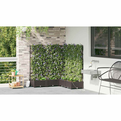 Trädgårdsplanterare 5 pcs Brun 120 x 120 x 126 cm Plast