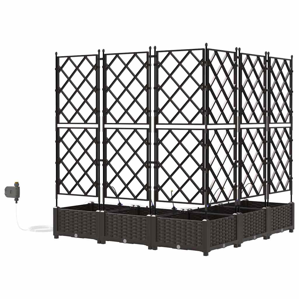 Trädgårdsplanterare 5 pcs Brun 120 x 120 x 126 cm Plast