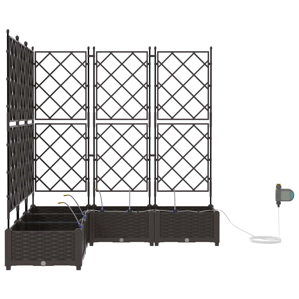 Trädgårdsplanterare 5 pcs Brun 120 x 120 x 126 cm Plast