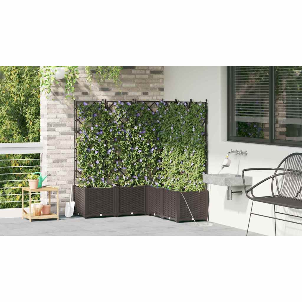 Trädgårdsplanterare 5 pcs Brun 120 x 120 x 142 cm Plast